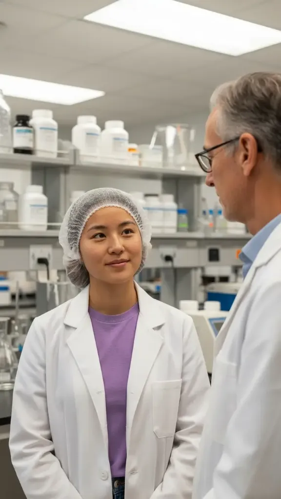 Alice, co-fondatrice de Nuellia, en échange avec les experts scientifiques de notre laboratoire partenaire