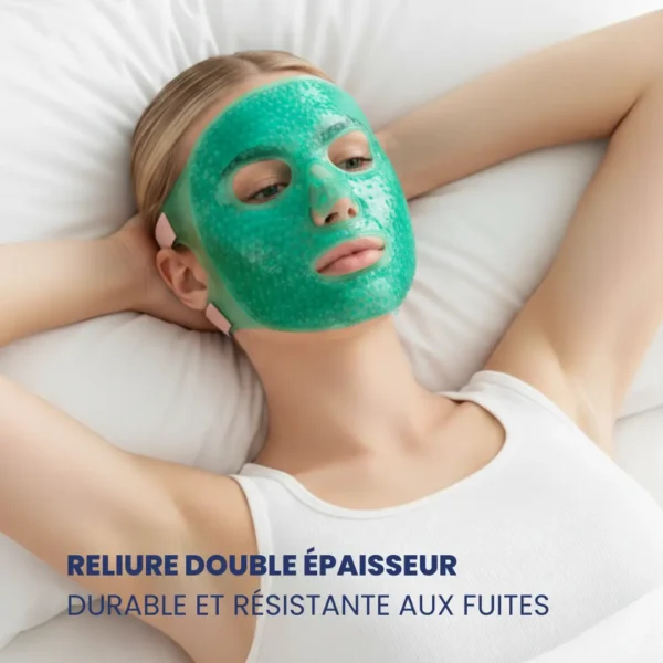 Masque visage gel à billes bleu pour cryothérapie et relaxation, nuellia